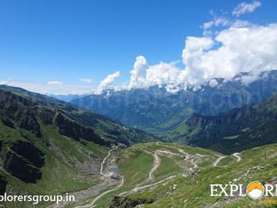 Upper Manali & Gulaba valley view captured from Rohtang Pass - Hampta Pass Trek by Explorers Pune Mumbai